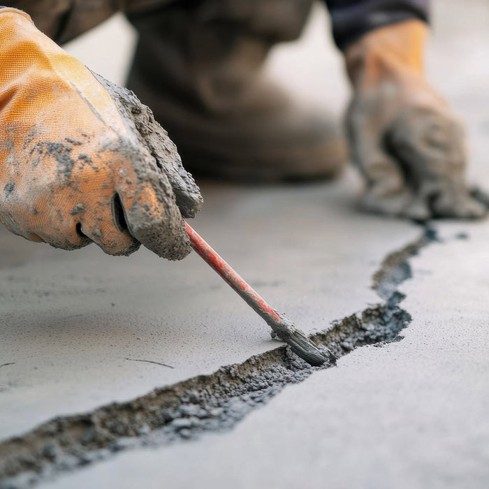 Naprawa pęknięcia w betonie za pomocą zaprawy naprawczej naprawa betonu, zaprawa naprawcza, pęknięcia w betonie, renowacja posadzek betonowych, masa do betonu, produkty do betonu, chemia budowlana, sklep internetowy budowlany