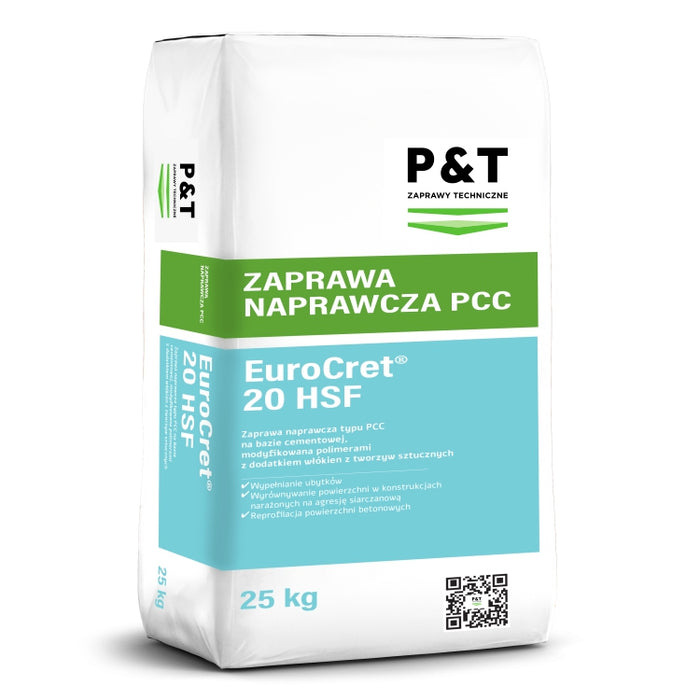 P&T EuroCret 20 HSF - zaprawa PCC z włóknami do napraw betonu