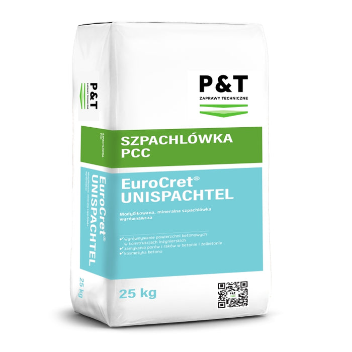EuroCret Unispachtel
Szpachla cementowa typu PCC do kosmetyki betonu w inżynierii komunikacyjnej i konstrukcjach żelbetowych, wykorzystywana do wyrównywania powierzchni betonowych, zamykania porów i raków w betonie, wygładzania powierzchni pod powłoki malarskie sklep cena opinie