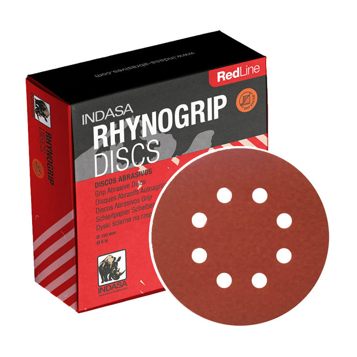 INDASA Rhynogrip Red Line Abrasive discs 125mm 8H - 10 pcs.