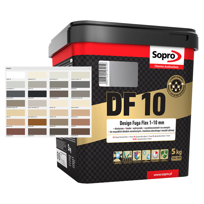 sopro DF10 design fuga flex 1-10mm elastyczna fuga 5kg paleta kolorów